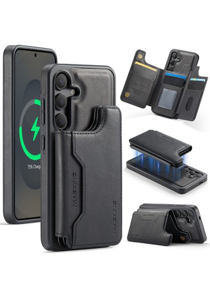 Samsung Galaxy S25 Cüzdan Pc + Tpu + Pu Telefon Kılıfı Magsafe ile Uyumlu (Yurt Dışından)
