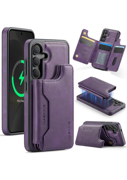 Samsung Galaxy S24 Cüzdan Pc + Tpu + Pu Telefon Kılıfı Magsafe ile Uyumlu (Yurt Dışından)