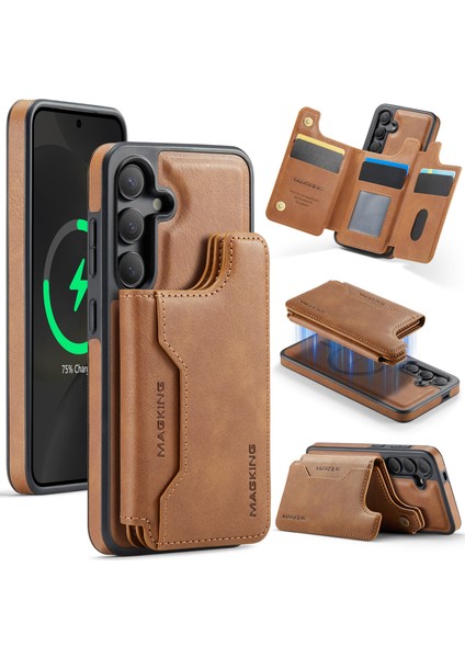 Samsung Galaxy S24 Cüzdan Pc + Tpu + Pu Telefon Kılıfı Magsafe ile Uyumlu (Yurt Dışından)