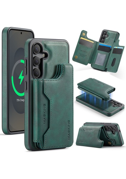 Samsung Galaxy S25 Cüzdan Pc + Tpu + Pu Telefon Kılıfı Magsafe ile Uyumlu (Yurt Dışından)