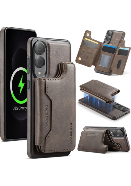 Samsung Galaxy S25 Edge Cüzdan Pc + Tpu + Pu Telefon Kılıfı Magsafe ile Uyumlu (Yurt Dışından)