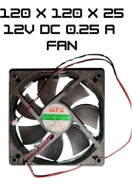 12 V 0.25 Amper Dc Kulucka Makinesi Fanı 12 x 12 x 2.5 cm