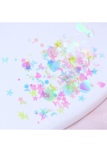 Holografik Parlak Şeffaf Tırnak Süsleme Folyo Pulları Karışık Dizayn Kelebek Kalp Yıldızlar Nail Art fırsatları