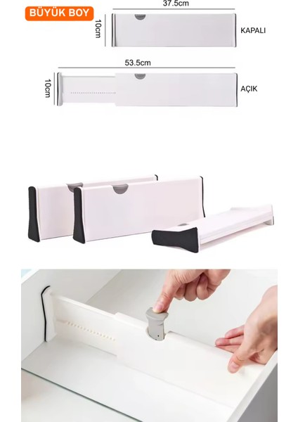 Büyük Boy Ayarlı Çekmece Ayırıcı 3'lü Paket modelleri