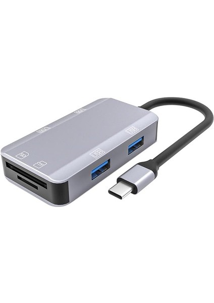 MT87 6in1 USB 3.1 Type-C Çoklayıcı Otg Kart Okuyucu Mac Iphone 15 16 ile Uyumlu Metal Kasa