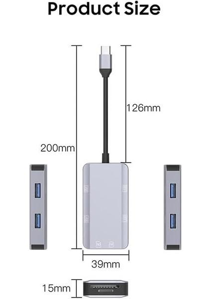 MT87 6in1 USB 3.1 Type-C Çoklayıcı Otg Kart Okuyucu Mac Iphone 15 16 ile Uyumlu Metal Kasa fiyatları