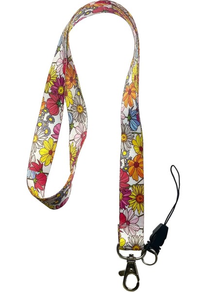Renkli Papatya Boyun Ipi Telefon Askısı Lanyard