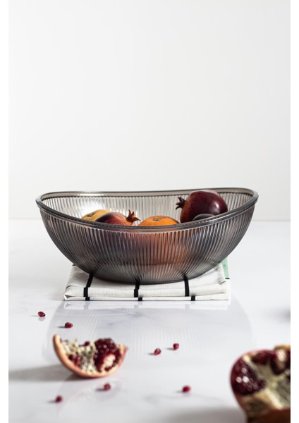 Akrilik Barok Füme Büyük Oval Meyve & Salata Kasesi & Karıştırma Kabı / 3,3 Lt (Cam Değildir) modelleri