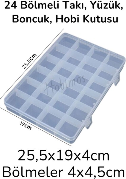24 Bölmeli Takı ve Hobi Organizer Kutusu, Turuncu, 25,50X19X4CM