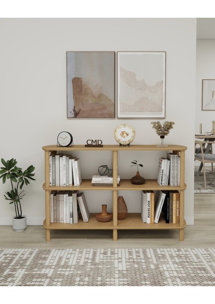 FİORE 3 Raflı Kitaplık – Çapraz Kenar Tasarım – MDF Lam & Ahşap Ayaklı Raf Ünitesi – 118x38x79 cm – Demonte Kolay Kurulum fiyatları