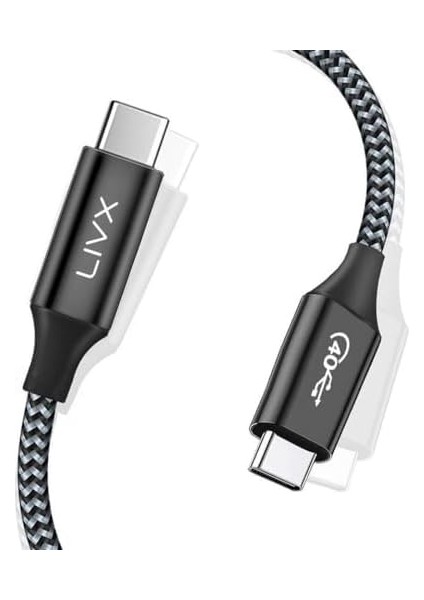 Action Thunderbolt 4 Type C Kablo 100 W Pd Şarj 1.8 Metre 40 Gbps Veri ve Görüntü Aktarım Kablosu Örgülü Kablo TH02