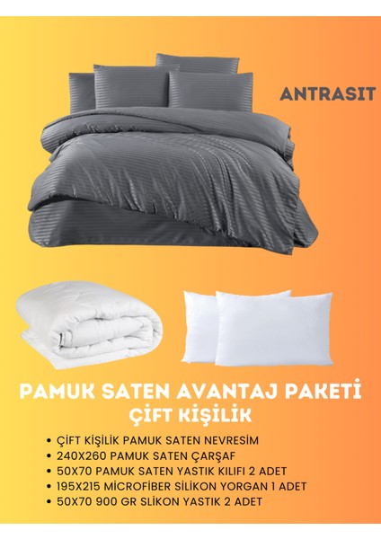 Çift Kişilik Saten Avantaj Paket Antrasit