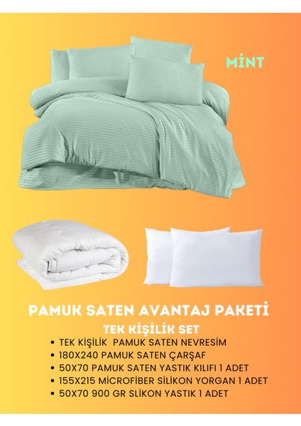 Tek Kişilik Saten Avantaj Paket Mint