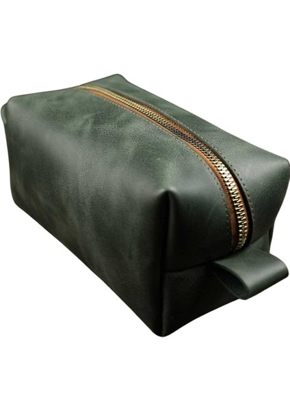 Bideri Perge Hakiki Deri El Çantası Yeşil