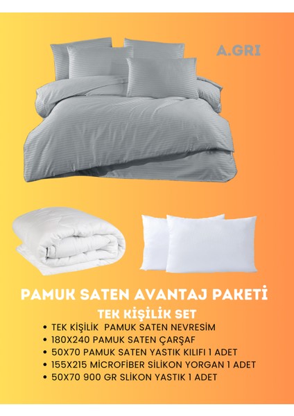Tek Kişilik Saten Avantaj Paket A.gri
