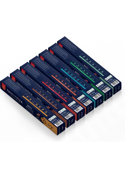 Nespresso Uyumlu Kapsül Kahve 7'li Set (Lungo,ıtaly,risteretto,smooth,sport,organik,decaf)-70 Adet fiyatları