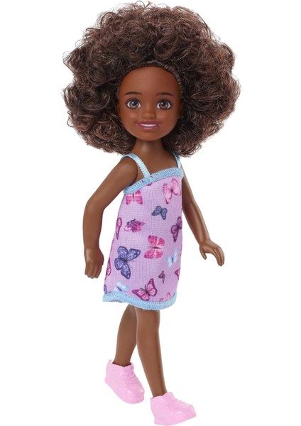 Chelsea Doll (Curly Brunette Hair) Wearing Butterfly-Print Dress And Pink Shoes, Toy For Kids Ages 3 Years Old & Up indirimleri