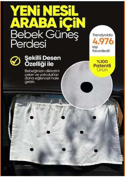 Tüm Araçlara Uygun Araba Güneşlik Yan Cam Emzirme Perdesi Bebekler Için 4 Mevsim Koruyucu (Ponpon Desenli) (1 Adet) fiyatları