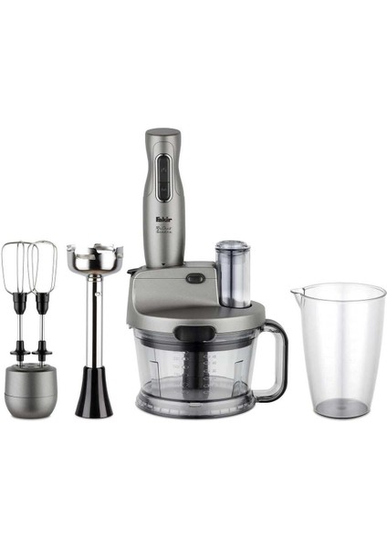 Mr Chef Quadro Blender Seti, 900 ml Hazne, Paslanmaz Çelik Bıçaklar, Antrasit (8682511901315)