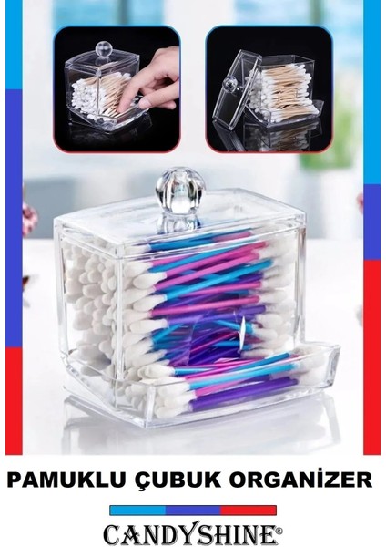 Beyaz Klasik Pamuklu Çubuk Düzenleyici, Şık ve Modern Kozmetik Organizer.