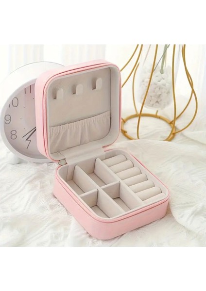 Pembe Dikdörtgen Takı Kutusu, Seyahat Için Hafif ve Şık Saklama Çözümü modelleri