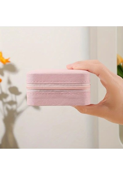Pembe Dikdörtgen Takı Kutusu, Seyahat Için Hafif ve Şık Saklama Çözümü indirimleri