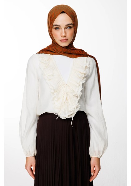 Henna Desen Çift Taraflı Şal Koyu Haki-Tarçın fiyatları