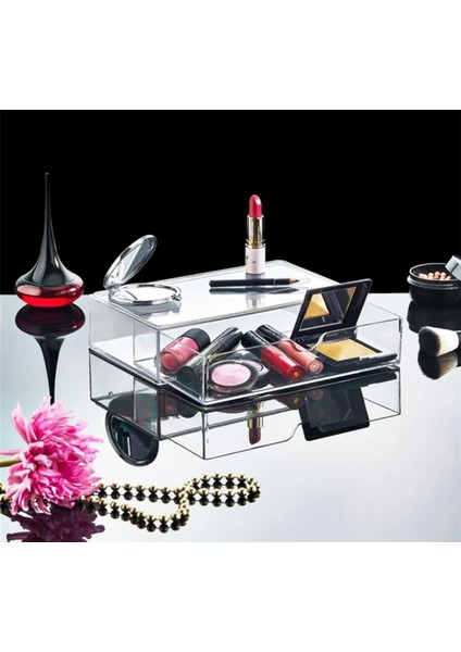 Büyük Boy 2 Katlı Çekmeceli Takı, Makyaj ve Oje Düzenleyici, Beyaz indirimleri