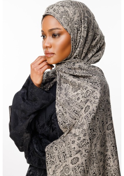 Henna Desen Çift Taraflı Şal Siyah-Bej modelleri
