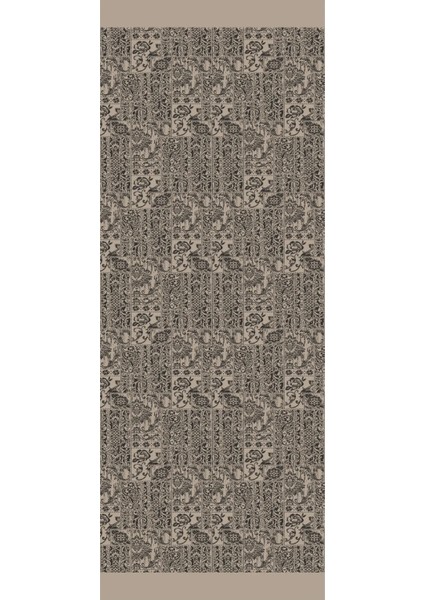 Henna Desen Çift Taraflı Şal Siyah-Bej