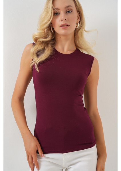 Kadın Kolsuz Body 4347 - Bordo modelleri