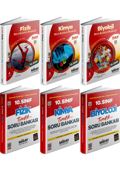Miray 2026 10. Sınıf Fizik + Kimya + Biyoloji Ders Anlatım Fasikülleri + Tematik Soru 6 Kitap