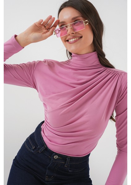 925 Büzgü Detaylı Sandy Bluz - Gül Kurusu fırsatları