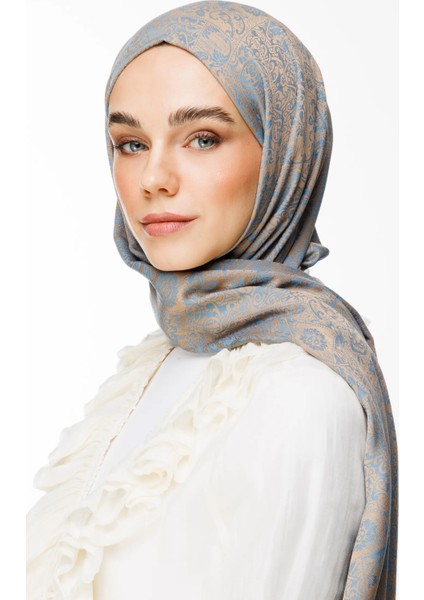 Henna Desen Çift Taraflı Şal Vizon-Turkuaz fiyatları
