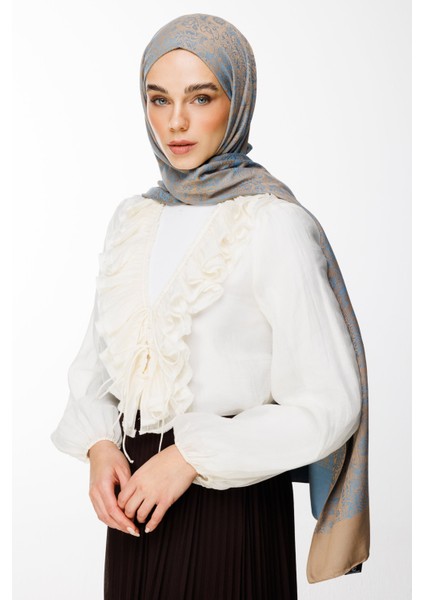 Henna Desen Çift Taraflı Şal Vizon-Turkuaz modelleri