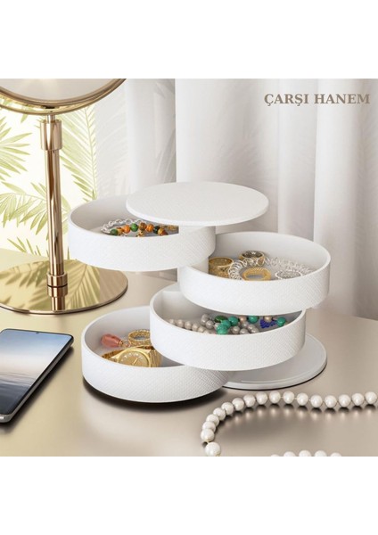 Şık Beyaz Takı Kutusu ve Düzenleyici, Mücevher Aksesuar Organizer