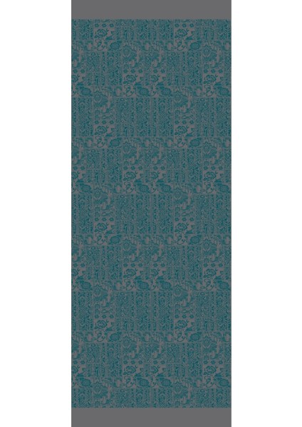 Henna Desen Çift Taraflı Şal Koyu Gri-Zümrüt