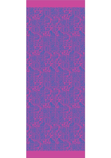 Henna Desen Çift Taraflı Şal Petrol Mavisi-Fuşya indirimleri