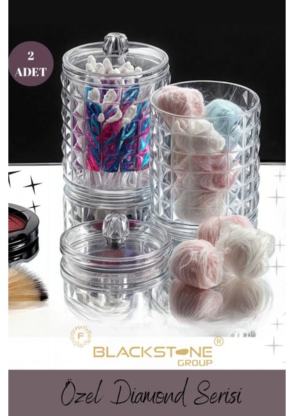 2'li Silindir Kapaklı Pamuk ve Makyaj Organizeri Şık ve Kullanışlı Tasarım