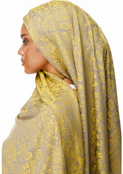 Henna Desen Çift Taraflı Şal Koyu Gri-Hardal fiyatları