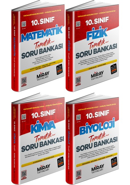 Miray 2026 10. Sınıf Matematik + Fizik + Kimya + Biyoloji Tematik Soru Seti 4 Kitap