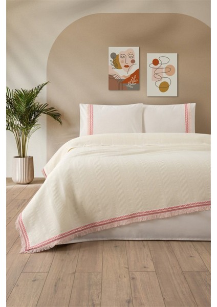 Tivoli Tek Kişilik Dantelli 3 Parça Pike Takımı-Melanie-Krem fiyatları