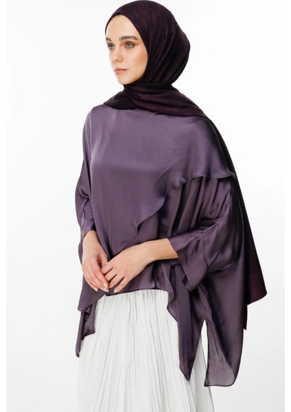 Sahra Desen Çift Taraflı Şal Mor-Siyah