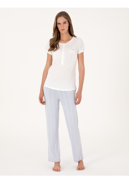 Kadın Beyaz Lohusa Pijama Takımı 50319051-VR013