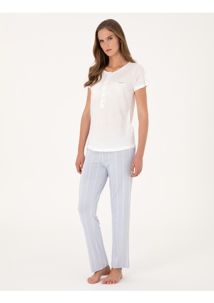 Kadın Beyaz Lohusa Pijama Takımı 50319051-VR013 fırsatları