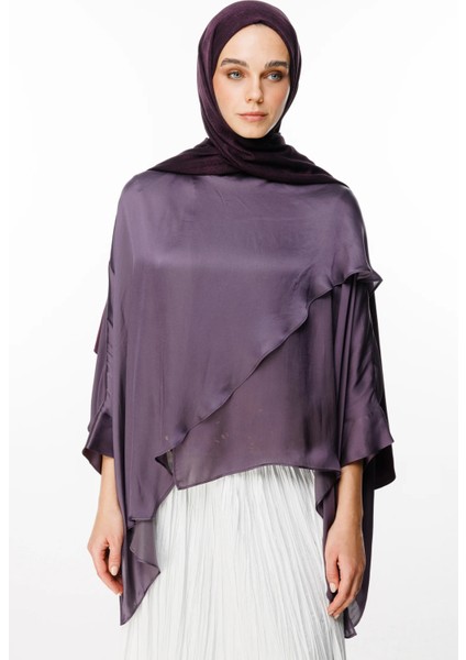 Sahra Desen Çift Taraflı Şal Mor-Siyah modelleri