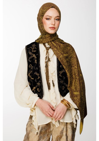 Velora Desen Çift Taraflı Şal Acı Kahve-Somon fiyatları