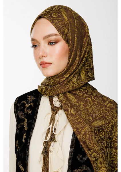 Velora Desen Çift Taraflı Şal Acı Kahve-Somon modelleri