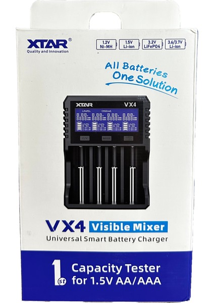 Visible Mixer Vx4 - Taşınabilir LCD Ekranlı Li-Ion/ni-Mh/lifepo4 Pil Şarj Cihazı - 4lü
