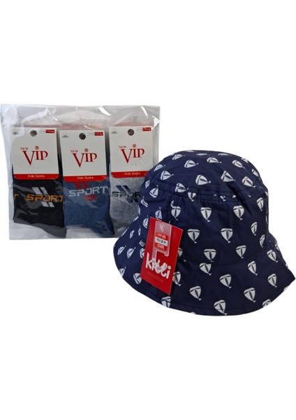 4-8 Yaş Erkek Çocuk Yazlık Fötr Şapka Vip 7-8 Yaş 3 Renk Çorap 4 Lü Set fiyatları